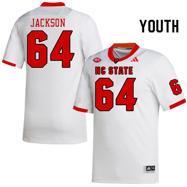 Youth #64 Rico Jackson NC State Wolfpack College Football Jerseys Stitched-White Youth #64 Rico Jackson NC State Wolfpack College Football Jerseys Stitched-White